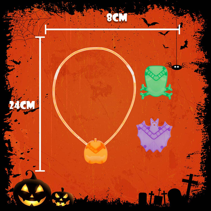 Halloween Glow Necklace | Accessories | Bat-Pumpkin-Skull | 3 Pack