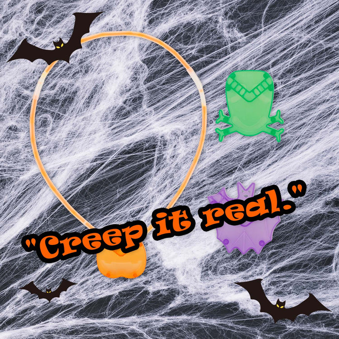 Halloween Glow Necklace | Accessories | Bat-Pumpkin-Skull | 3 Pack