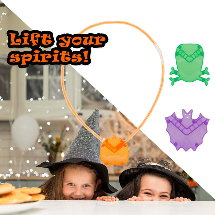 Halloween Glow Necklace | Accessories | Bat-Pumpkin-Skull | 3 Pack