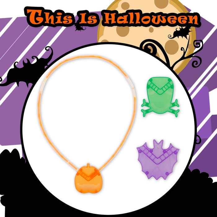 Halloween Glow Necklace | Accessories | Bat-Pumpkin-Skull | 3 Pack