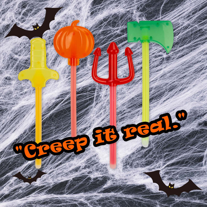 Halloween Glow Wands Axe-Sword-Trident-Pumpkin | 4 Pack