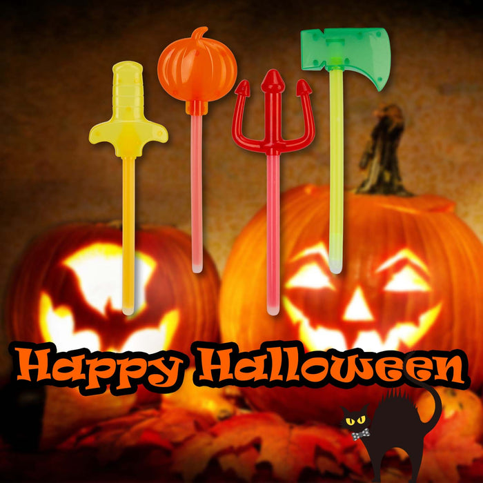 Halloween Glow Wands Axe-Sword-Trident-Pumpkin | 4 Pack