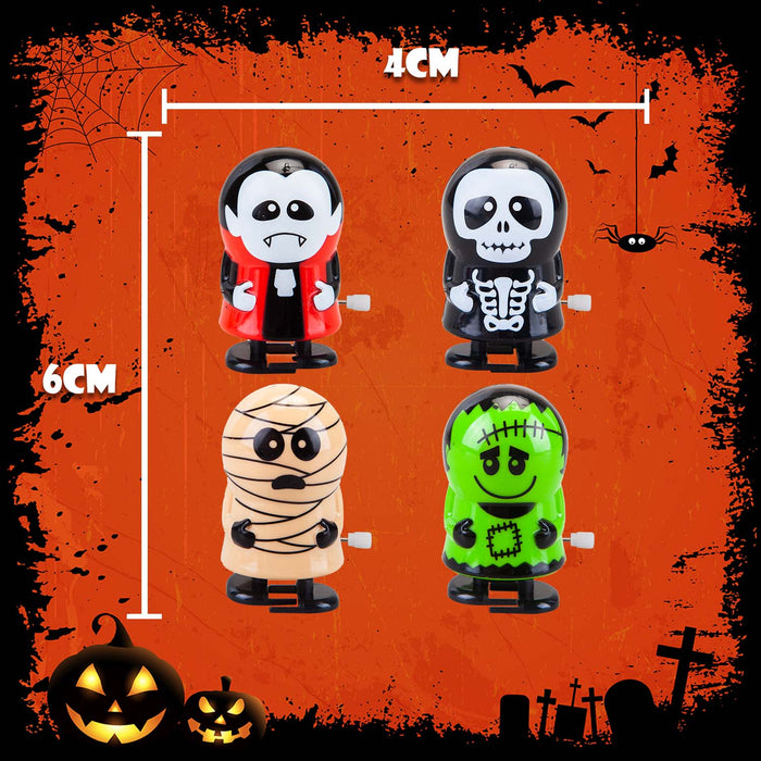 Halloween Wind Up Toy Vampire-Skeleton-Mummy-Frank | 4 Pack