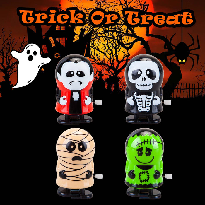 Halloween Wind Up Toy Vampire-Skeleton-Mummy-Frank | 4 Pack