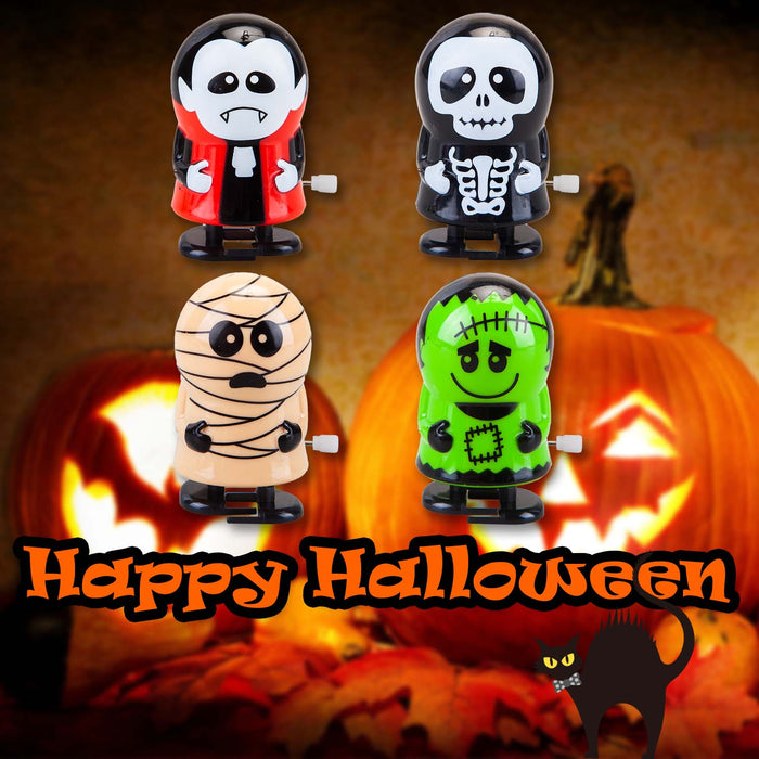 Halloween Wind Up Toy Vampire-Skeleton-Mummy-Frank | 4 Pack