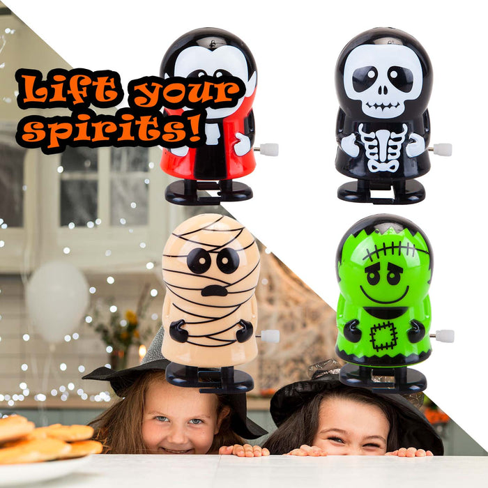 Halloween Wind Up Toy Vampire-Skeleton-Mummy-Frank | 4 Pack