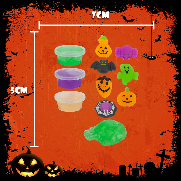 Halloween Slime with Toy | Accessories | Orange-Green-Purple | 12 Pack