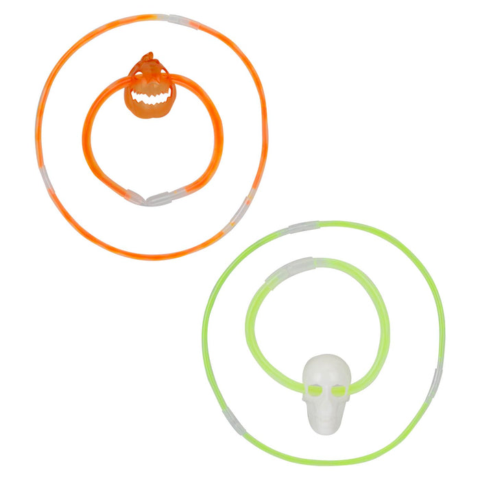 Halloween Glow Bracelet & Necklace Set Skull-Pumpkin | 2 Pack