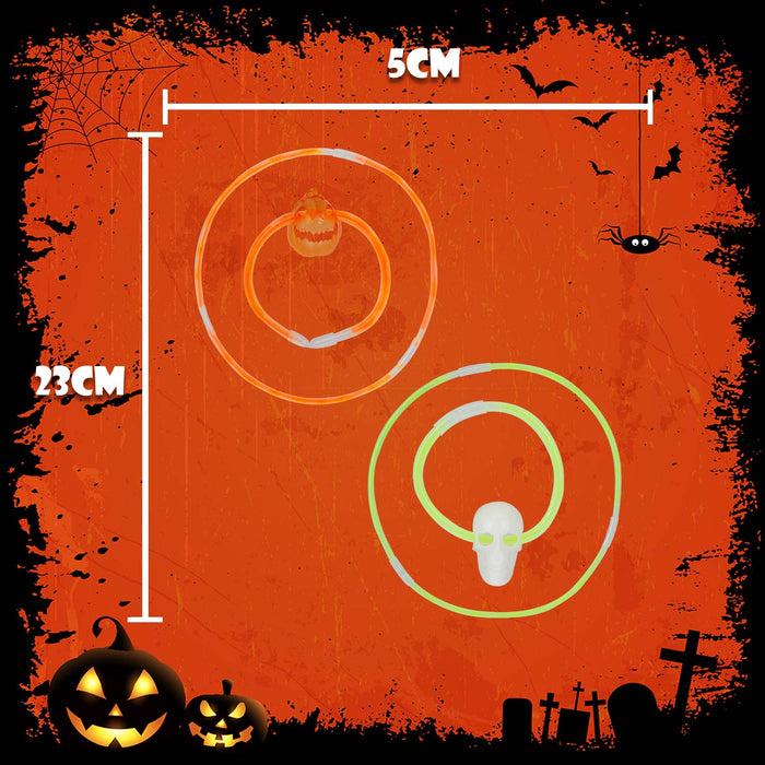 Halloween Glow Bracelet & Necklace Set Skull-Pumpkin | 2 Pack