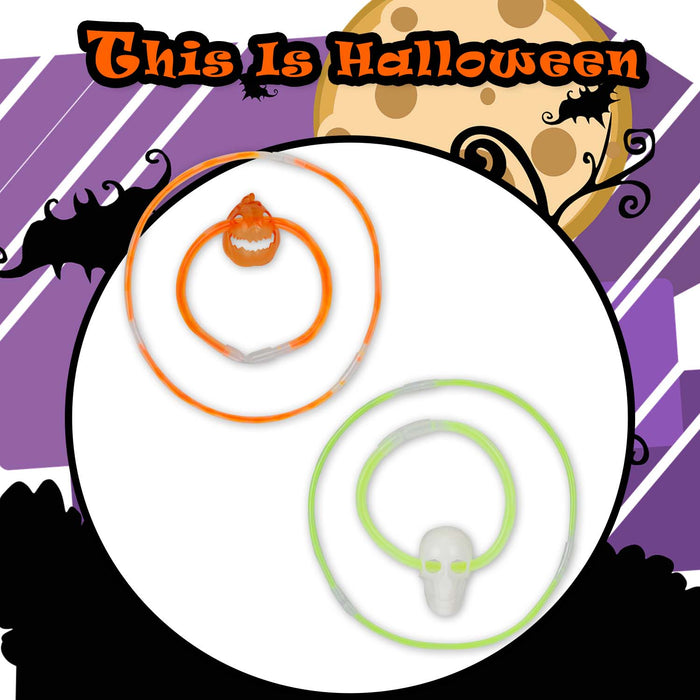 Halloween Glow Bracelet & Necklace Set Skull-Pumpkin | 2 Pack