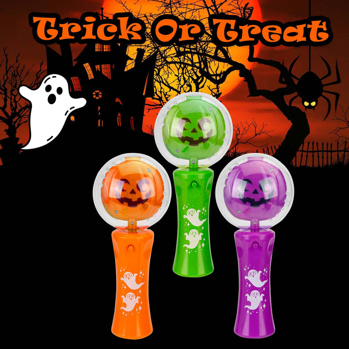 Halloween Pumpkin LED Ball Wands Orange-Purple-Green | 3 Pack
