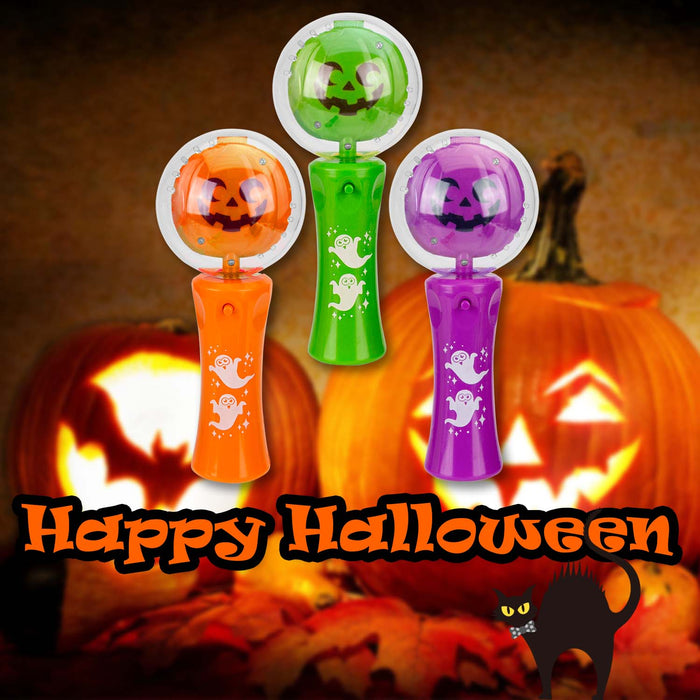 Halloween Pumpkin LED Ball Wands Orange-Purple-Green | 3 Pack