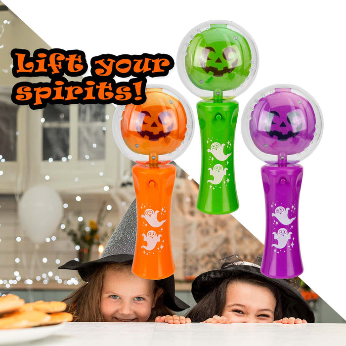 Halloween Pumpkin LED Ball Wands Orange-Purple-Green | 3 Pack