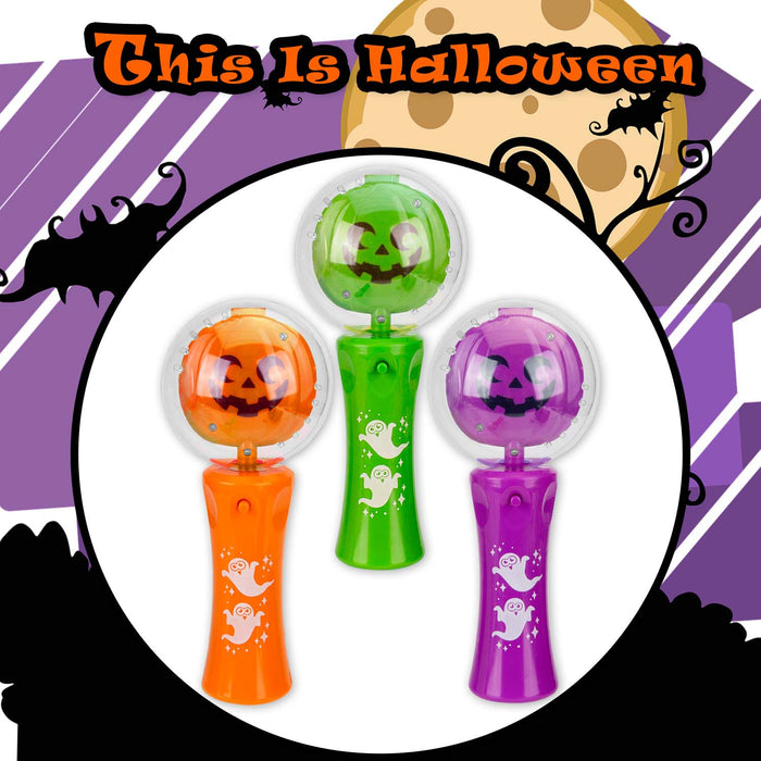 Halloween Pumpkin LED Ball Wands Orange-Purple-Green | 3 Pack