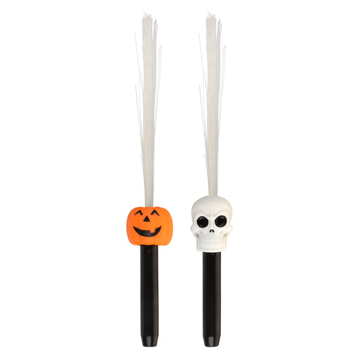 Halloween Fibre Optic Wand | Accessories | Skull-Pumpkin | 2 Pack