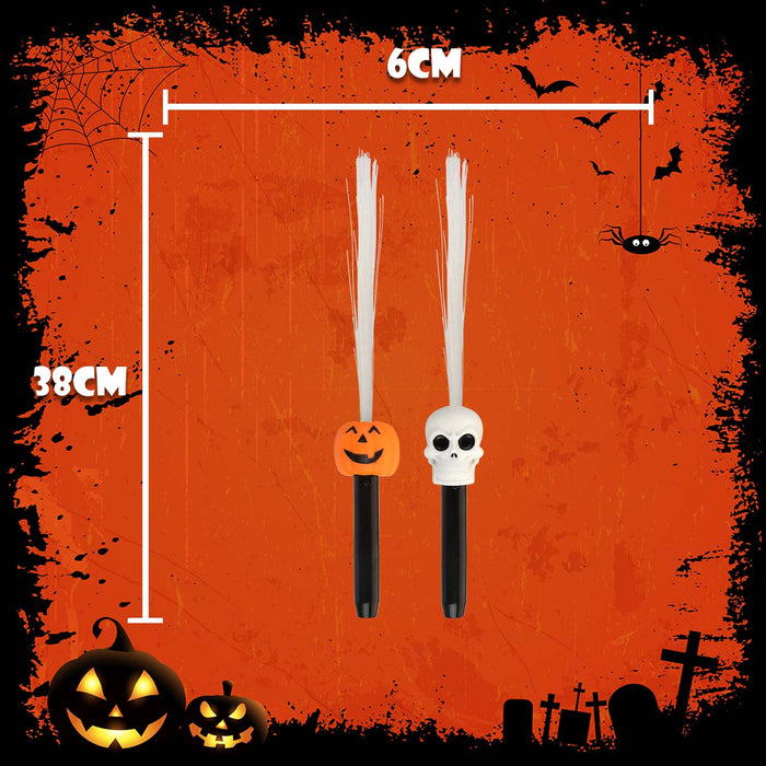 Halloween Fibre Optic Wand | Accessories | Skull-Pumpkin | 2 Pack