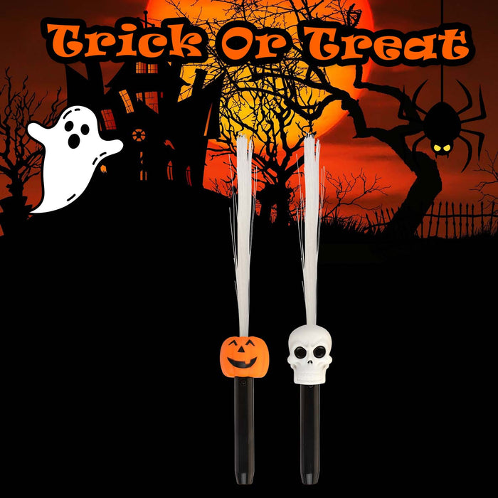 Halloween Fibre Optic Wand | Accessories | Skull-Pumpkin | 2 Pack