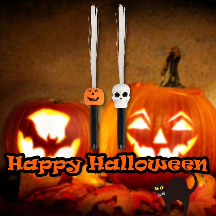Halloween Fibre Optic Wand | Accessories | Skull-Pumpkin | 2 Pack