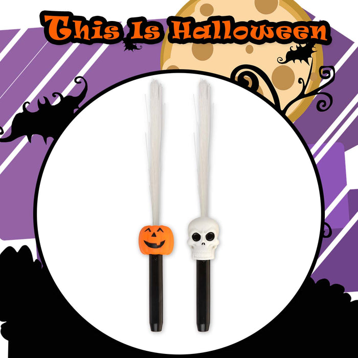 Halloween Fibre Optic Wand | Accessories | Skull-Pumpkin | 2 Pack