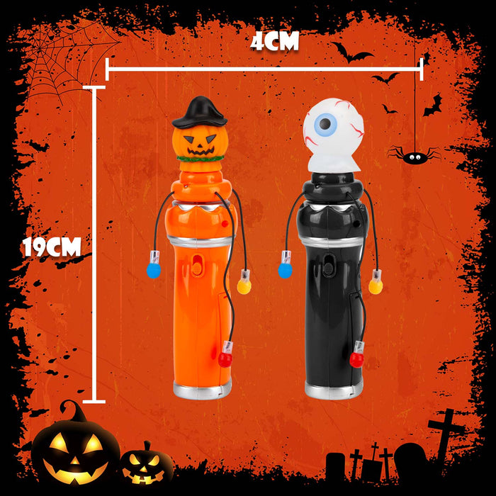 Halloween Spin Bulb LED Wands | Accessories | Pumpkin-Eyeball | 2 Pack