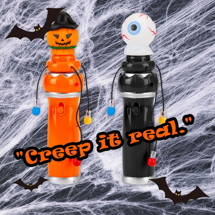 Halloween Spin Bulb LED Wands | Accessories | Pumpkin-Eyeball | 2 Pack