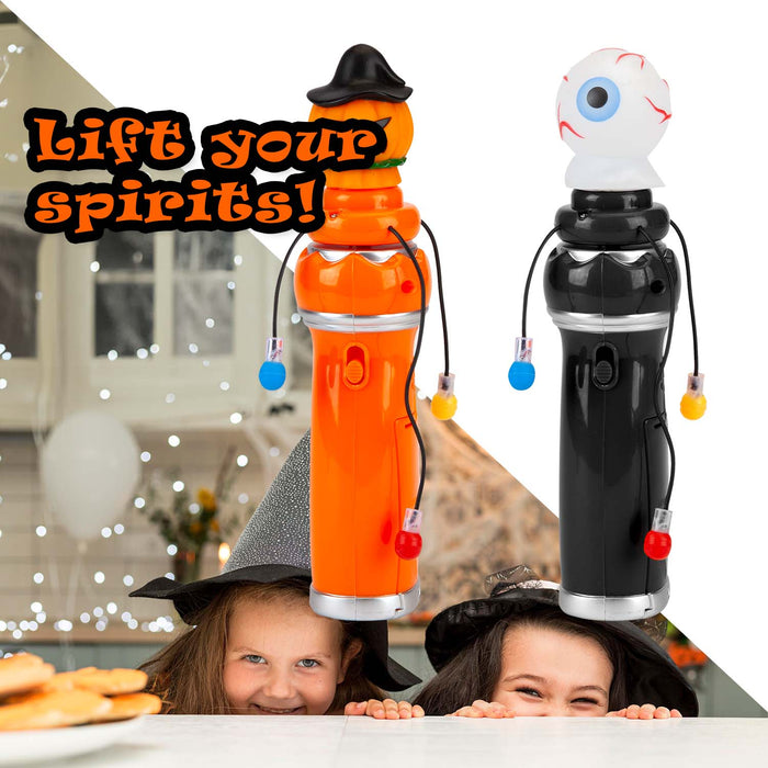 Halloween Spin Bulb LED Wands | Accessories | Pumpkin-Eyeball | 2 Pack