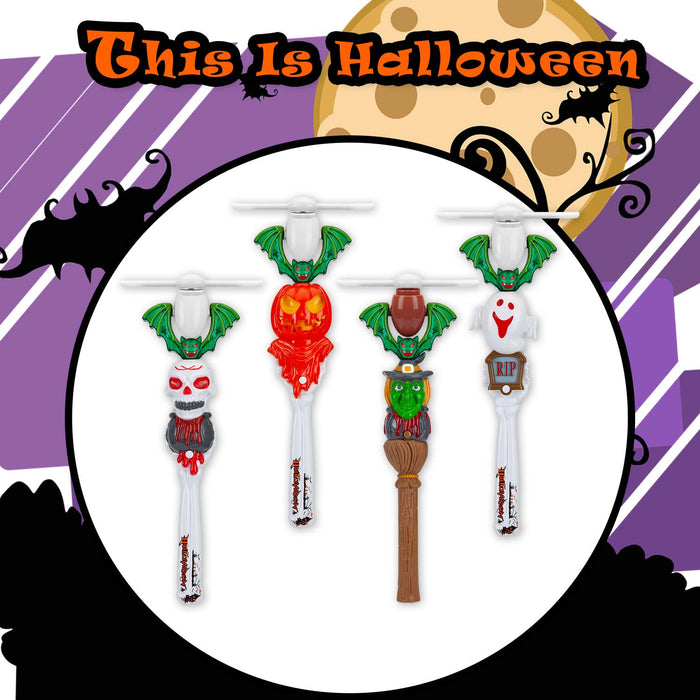 Halloween LED Windmill Pumpkin-Ghost-Skull-Witch | 4 Pack