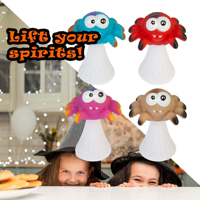 Halloween Pop Up Jumping Spider Pink Orange Blue Red | 4 Pack
