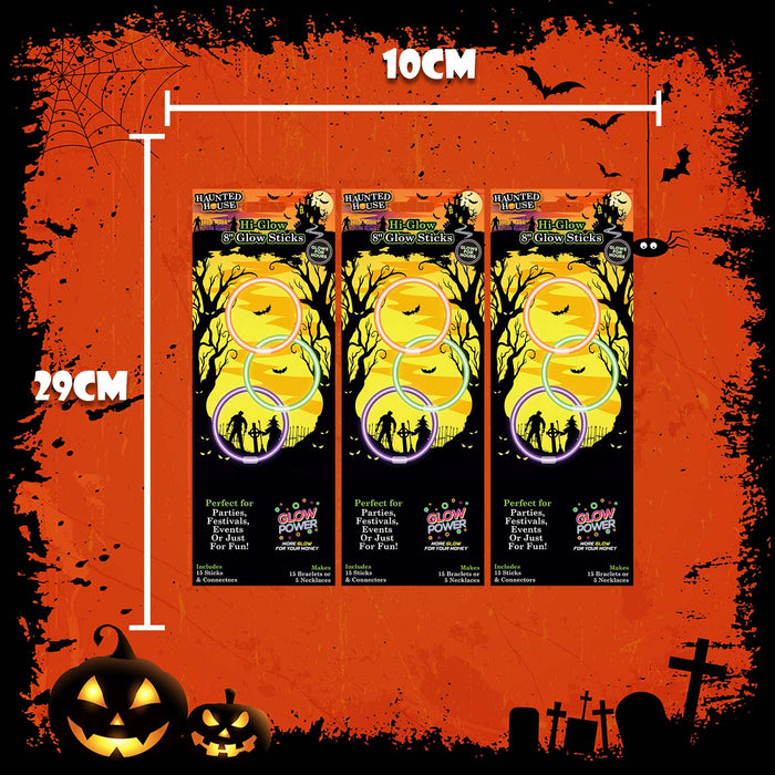 Halloween 8" Glow Sticks | Accessories | Orange-Purple-Green | 3 Pack