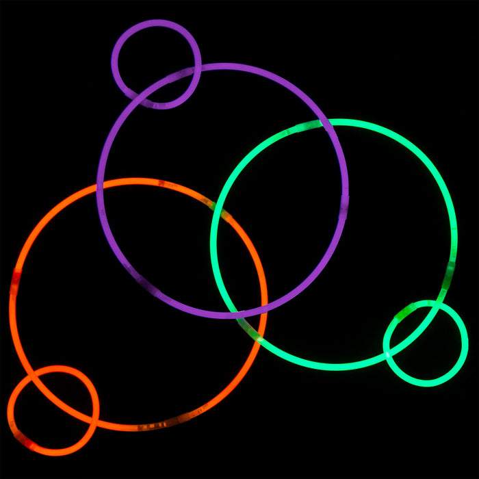 Halloween 8" Glow Sticks | Accessories | Orange-Purple-Green | 3 Pack