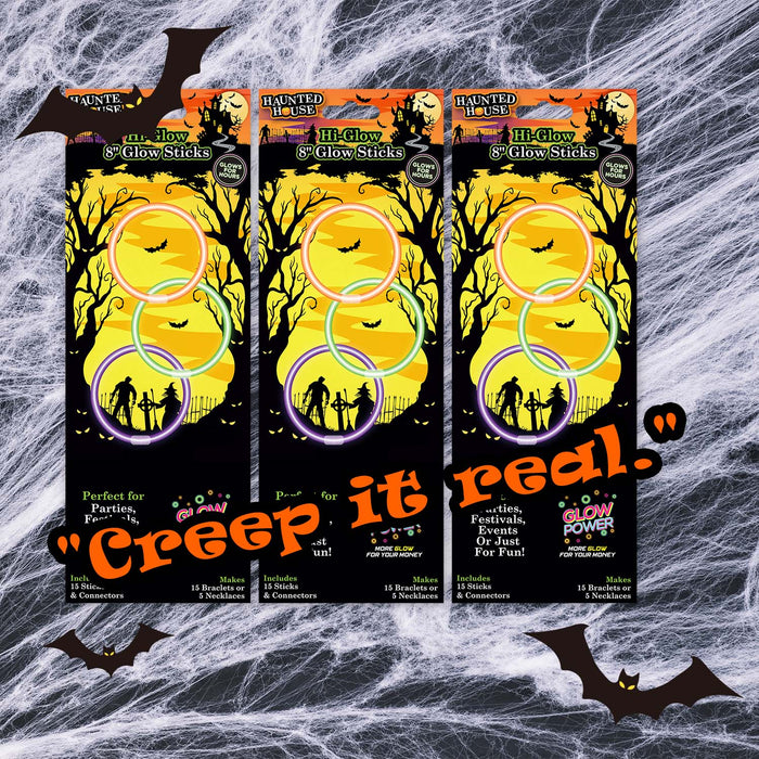 Halloween 8" Glow Sticks | Accessories | Orange-Purple-Green | 3 Pack