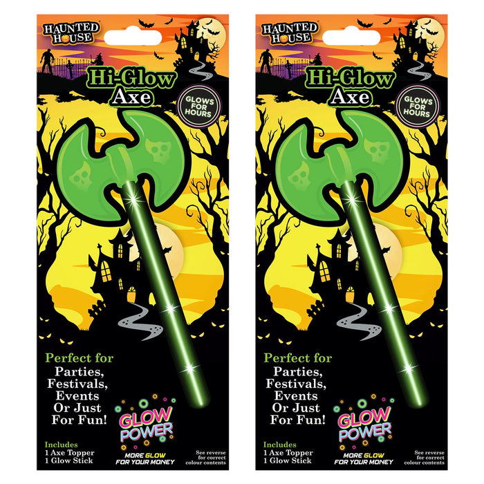 Halloween 2 Sided Glow Axe | Party Accessories | Green | 2 Pack