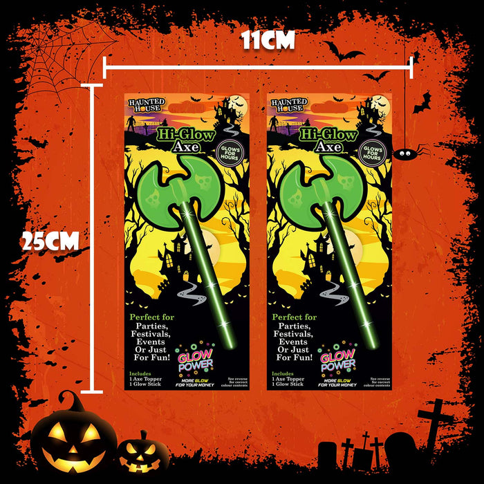 Halloween 2 Sided Glow Axe | Party Accessories | Green | 2 Pack