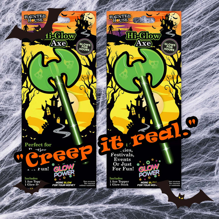 Halloween 2 Sided Glow Axe | Party Accessories | Green | 2 Pack