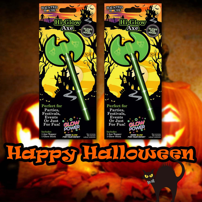 Halloween 2 Sided Glow Axe | Party Accessories | Green | 2 Pack