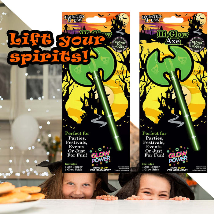 Halloween 2 Sided Glow Axe | Party Accessories | Green | 2 Pack
