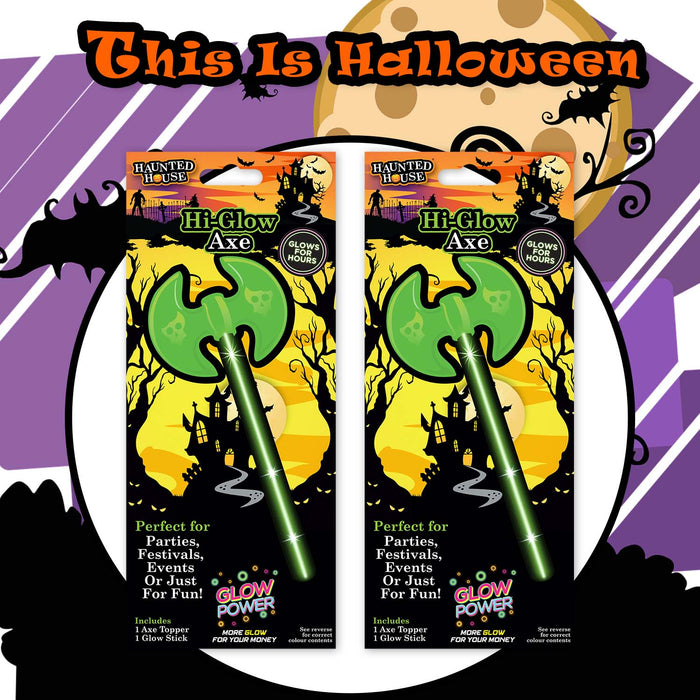 Halloween 2 Sided Glow Axe | Party Accessories | Green | 2 Pack