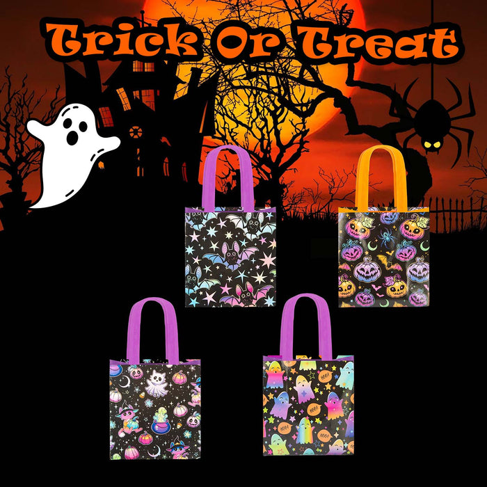 Halloween Trick Or Treat Bags Ghost-Pumpkin-Cat-Bat | 4 Pack