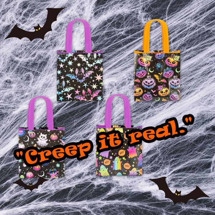 Halloween Trick Or Treat Bags Ghost-Pumpkin-Cat-Bat | 4 Pack
