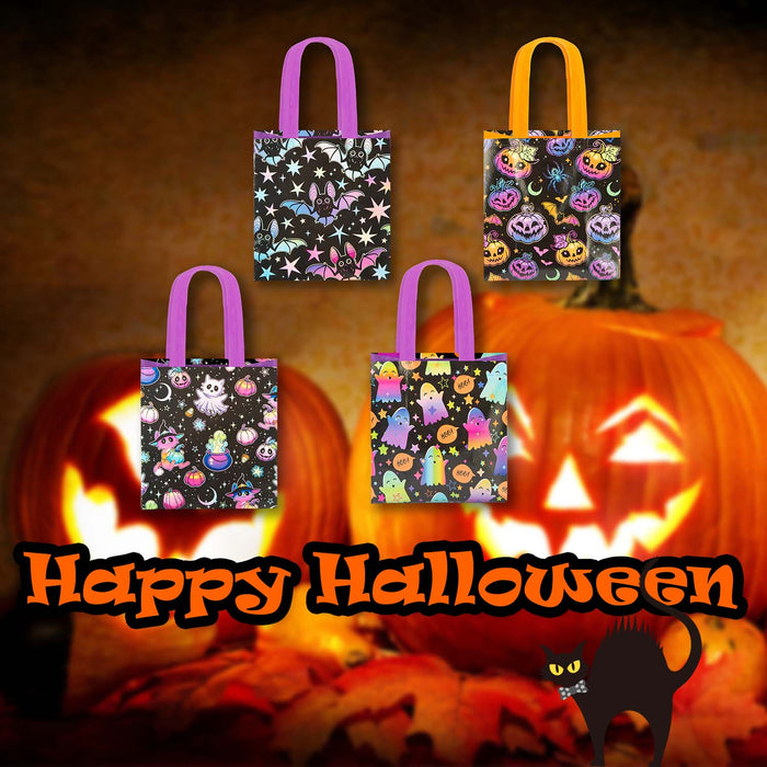 Halloween Trick Or Treat Bags Ghost-Pumpkin-Cat-Bat | 4 Pack