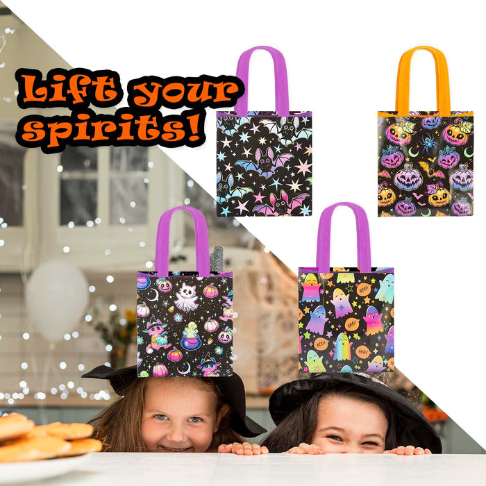 Halloween Trick Or Treat Bags Ghost-Pumpkin-Cat-Bat | 4 Pack