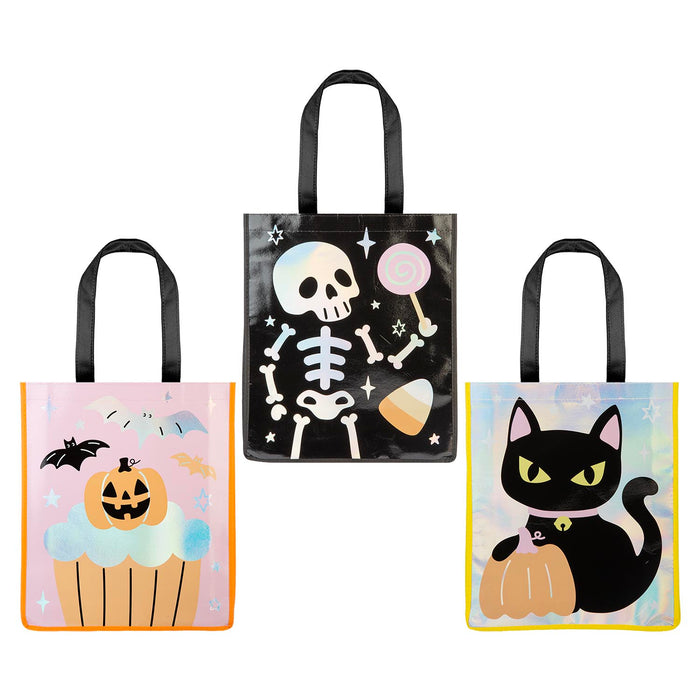 Halloween Holographic Trick Or Treat Bag Pumpkin-Skeleton-Cat