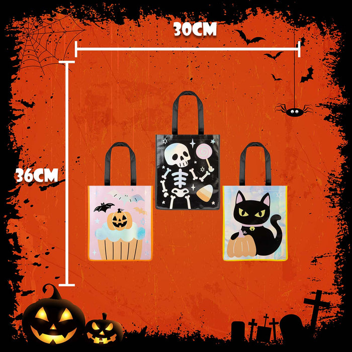 Halloween Holographic Trick Or Treat Bag Pumpkin-Skeleton-Cat