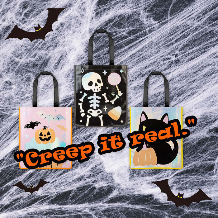 Halloween Holographic Trick Or Treat Bag Pumpkin-Skeleton-Cat