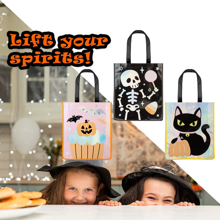 Halloween Holographic Trick Or Treat Bag Pumpkin-Skeleton-Cat