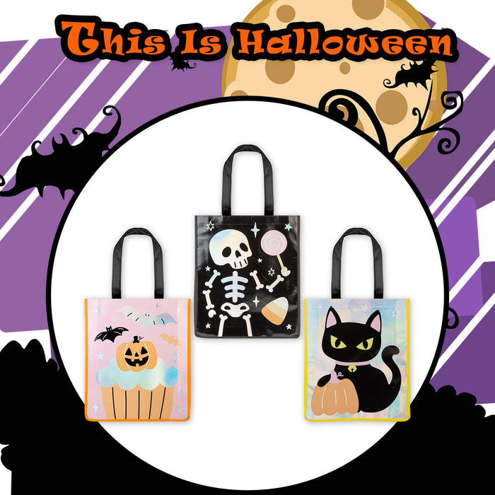 Halloween Holographic Trick Or Treat Bag Pumpkin-Skeleton-Cat