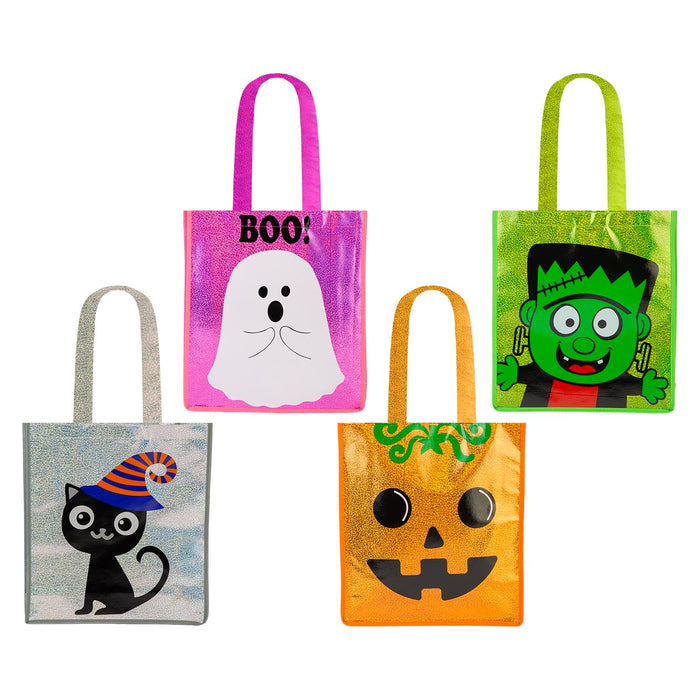 Halloween Trick Or Treat Bag Ghost-Frankenstein-Cat-Bat | 4 Pack
