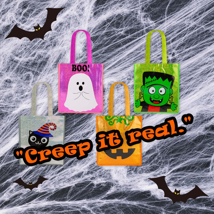 Halloween Trick Or Treat Bag Ghost-Frankenstein-Cat-Bat | 4 Pack