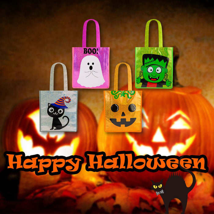 Halloween Trick Or Treat Bag Ghost-Frankenstein-Cat-Bat | 4 Pack