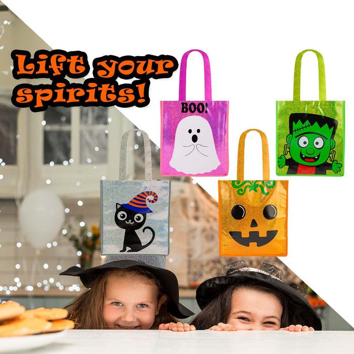 Halloween Trick Or Treat Bag Ghost-Frankenstein-Cat-Bat | 4 Pack